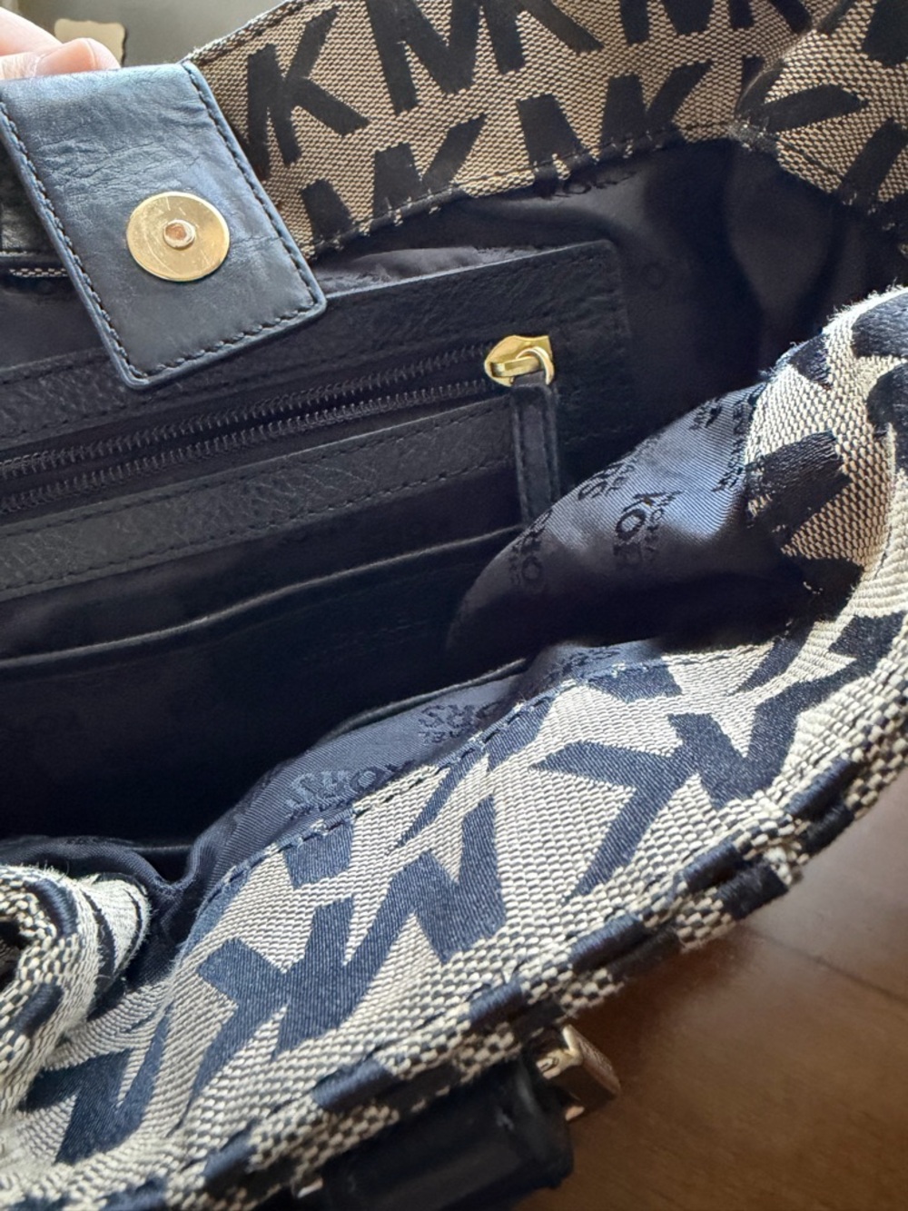 Michael Kors Beige and Black MK Logo Tote - Picture 7 of 7
